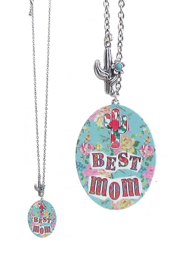 MOTHER THEME PENDANT LONG NECKLACE - BEST MOM