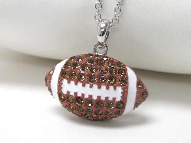Made in korea whitegold plating crystal stud large football pendant necklace
