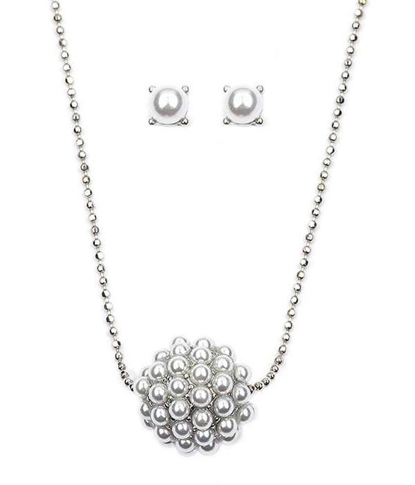 Pearl ball necklace set