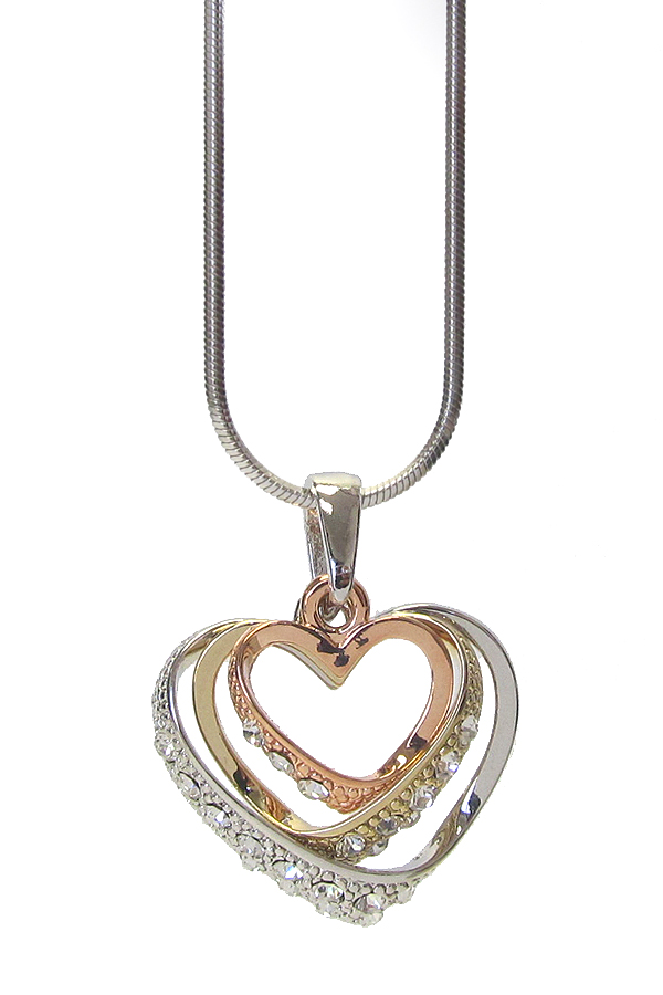 WHITEGOLD PLATING CRYSTAL HEART PENDANT NECKLACE -valentine