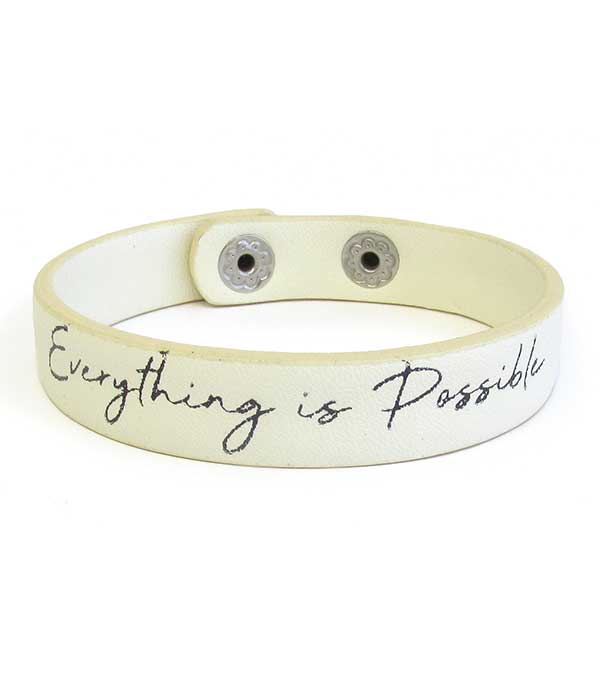 RELIGIOUS THEME LEATHERETTE BRACELET - EVERYTHING IS POSSIBLE