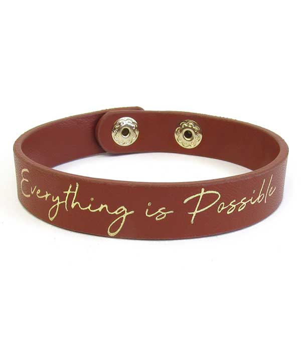 Religious theme leatherette bracelet - everything is possible