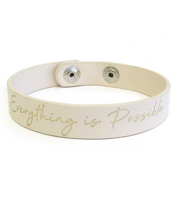 RELIGIOUS THEME LEATHERETTE BRACELET - EVERYTHING IS POSSIBLE