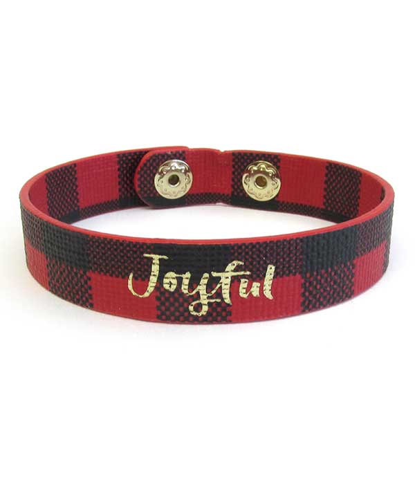 Religious theme leatherette bracelet - joyful