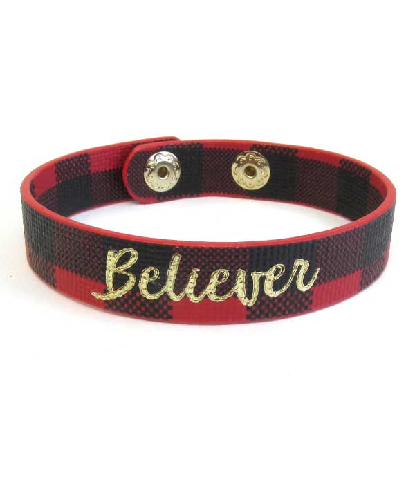 RELIGIOUS THEME LEATHERETTE BRACELET - BELIEVER