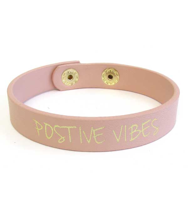 Inspiration theme leatherette bracelet - positive vibes