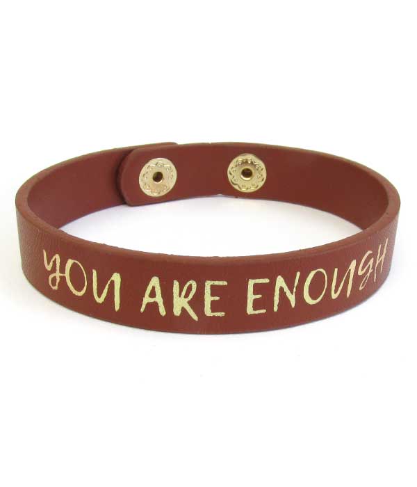 Inspiration theme leatherette bracelet - you are enough