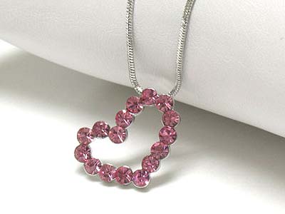 Made in korea whitegold plating crystal heart pendant necklace