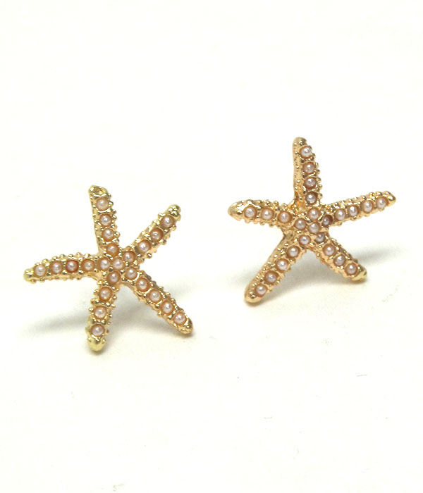 Premier electro plating pearl stud starfish earring