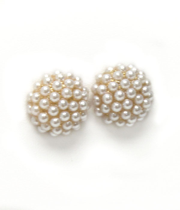 Premier electro plating multi pearl stud ball earring
