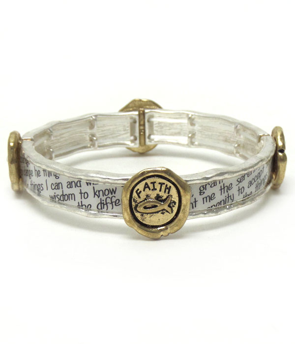 Rustic religious design message bracelet