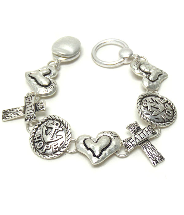Religious inspiration message disk link magnetic bracelet