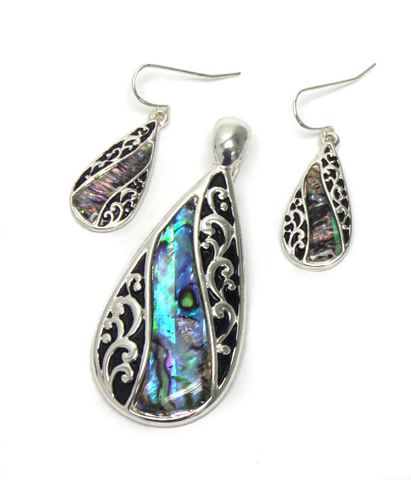 Tailored design with abalone pendant set