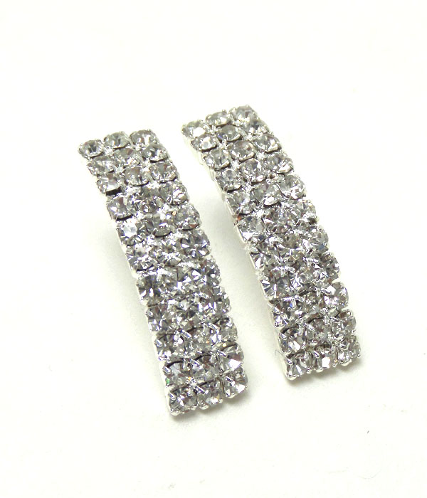 Three rows rhinestone earrings