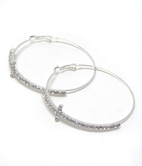Crystal cross hoop earrings