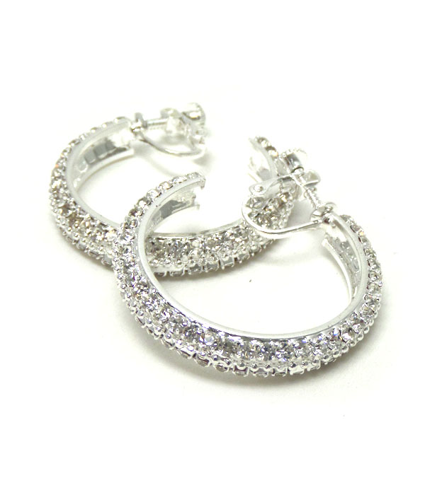 Two row rhinestone hoop earrings