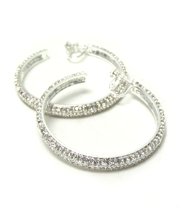 Two row rhinestone hoop earrings