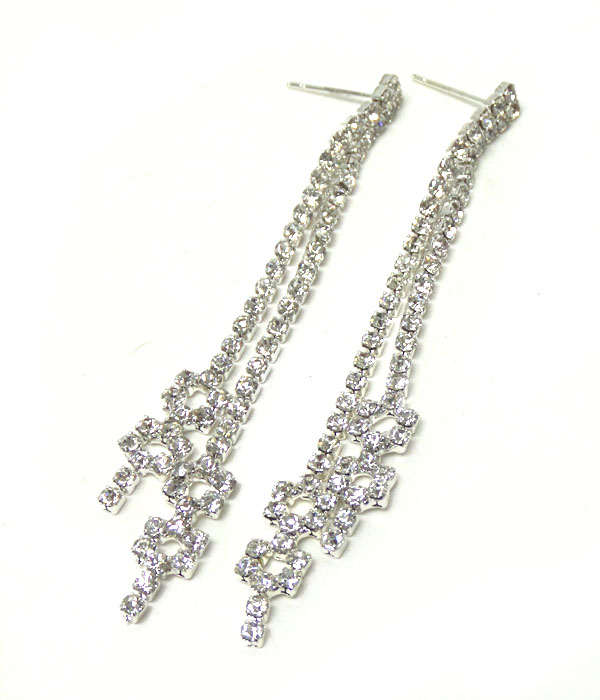 Double crystal rhinestones drop earrings