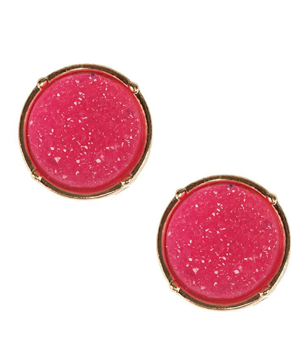 Druzy round stud earring