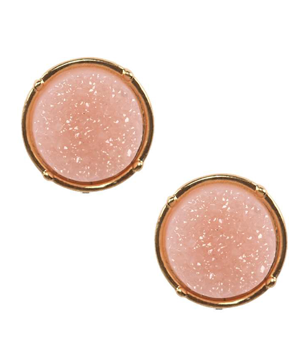 Druzy round stud earring