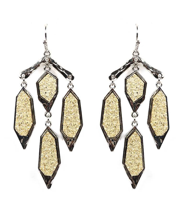 Multi druzy drop earring