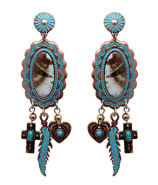 BOHEMIAN THEME MULTI CHARM DROP EARRING