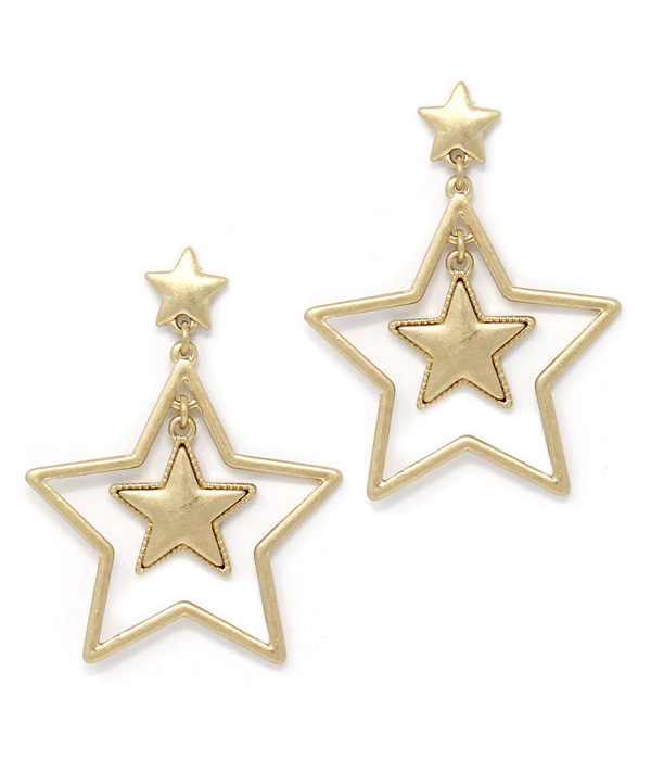 Double star dangle earring