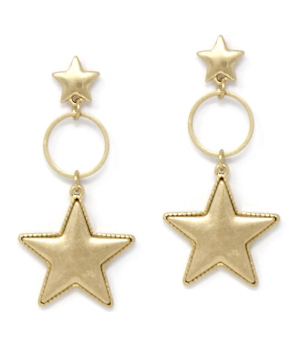 Metal hoop and star drop earring