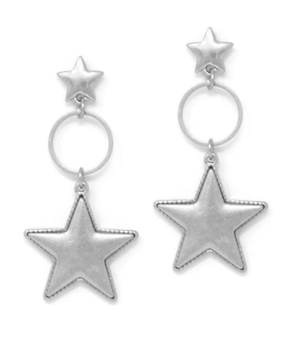 METAL HOOP AND STAR DROP EARRING