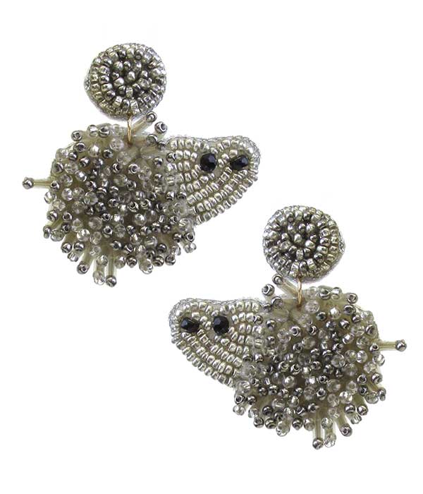 HANDMADE MULTI SEEDBEAD HEDGEHOG EARRING