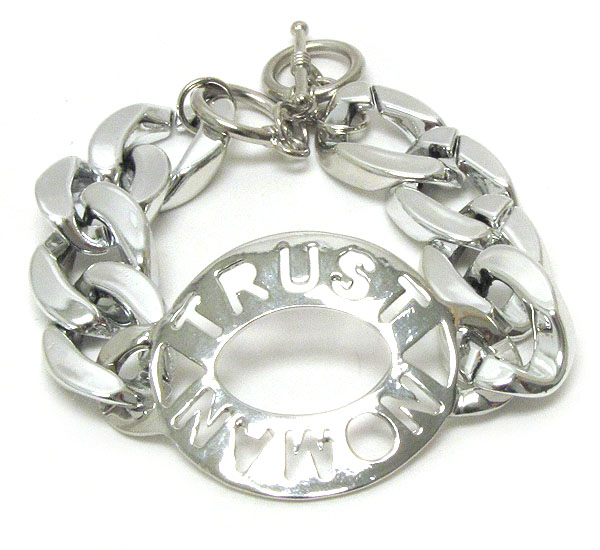 TRUST NO MAN AND THICK METAL CHAIN BRACELET