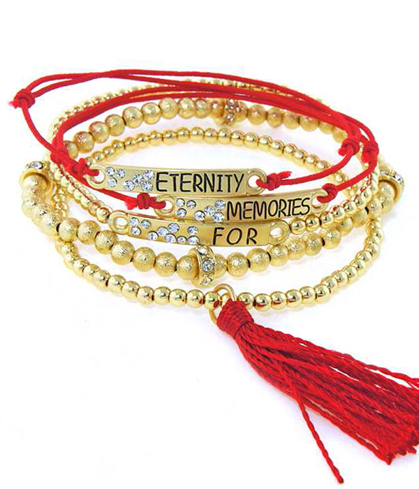 Multi stackable stretch bracelet and tassel - memories for eternity