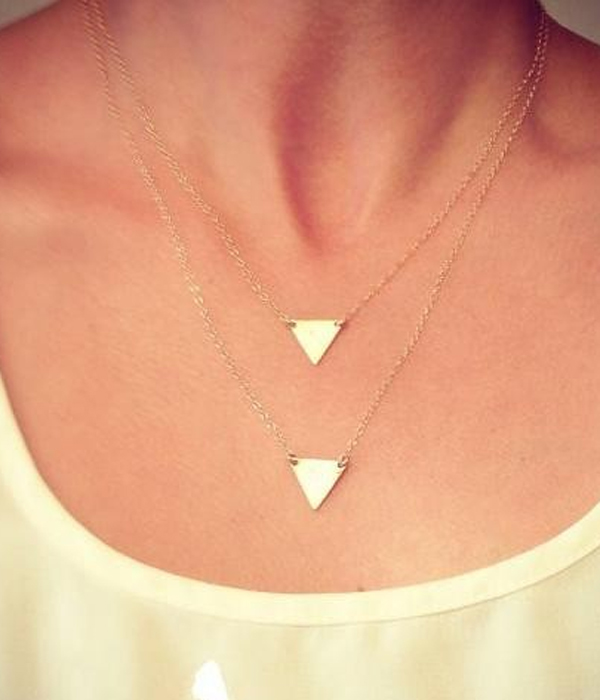 Etsy style double triangle necklace