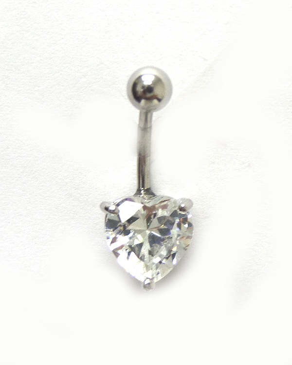 Surgical steel surgical steel crystal heart belly ring  navel ring
