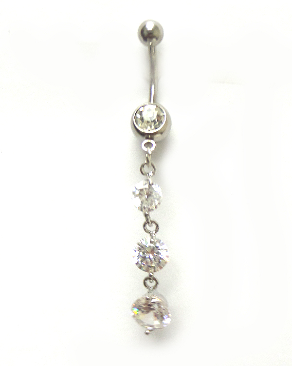 Surgical steel crystal drop belly ring  navel ring