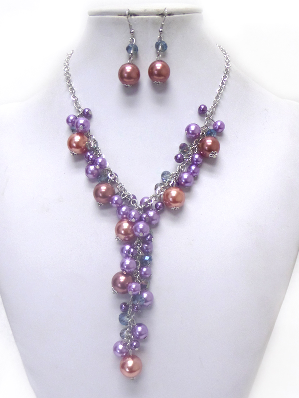 Multi size pearl drop chain necklace set 