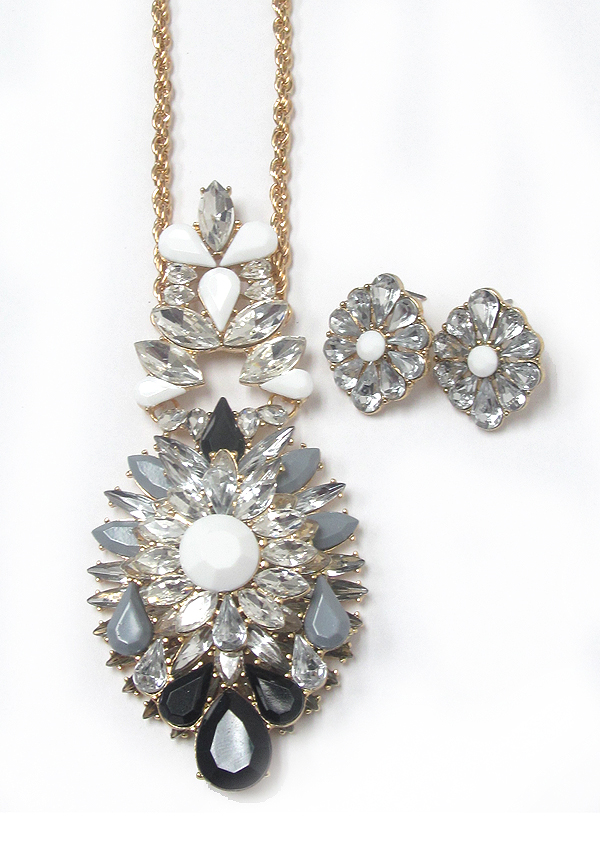 Multy crystal long necklace set