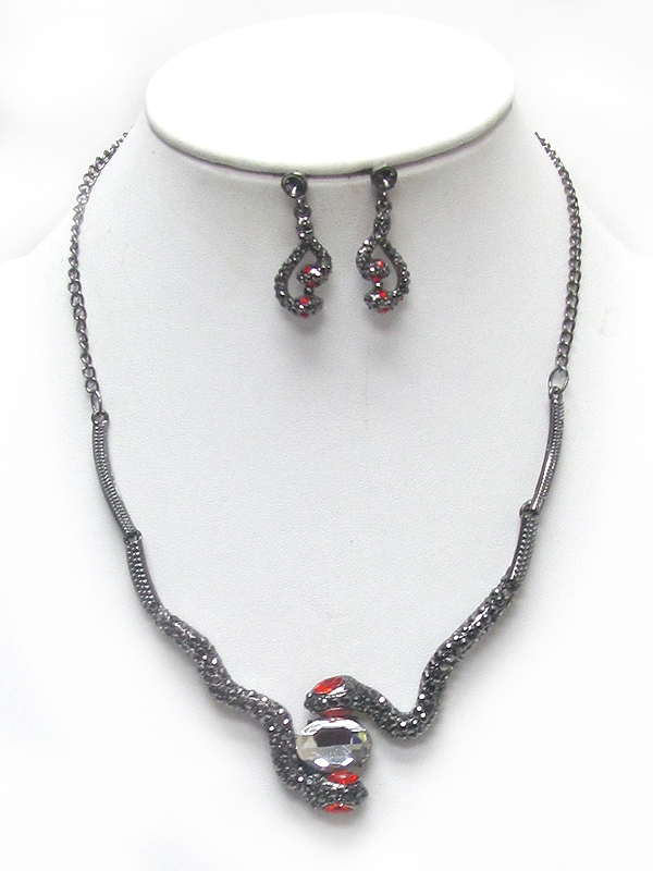 Crystal snake necklace set