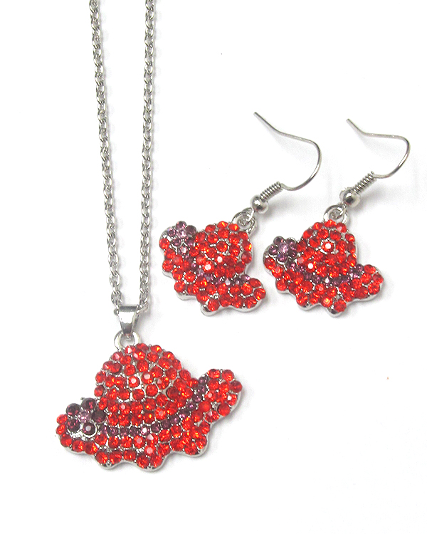 Crystal red hat necklace set