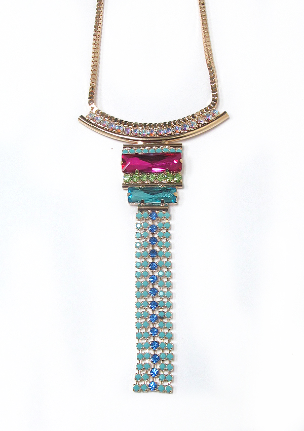 Mixed crystal and snake chain necklace