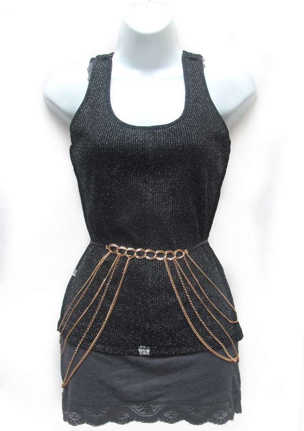 Bikini cross over metal harness body chain