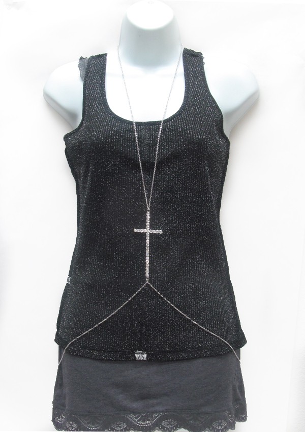 Bikini cross over metal harness body chain