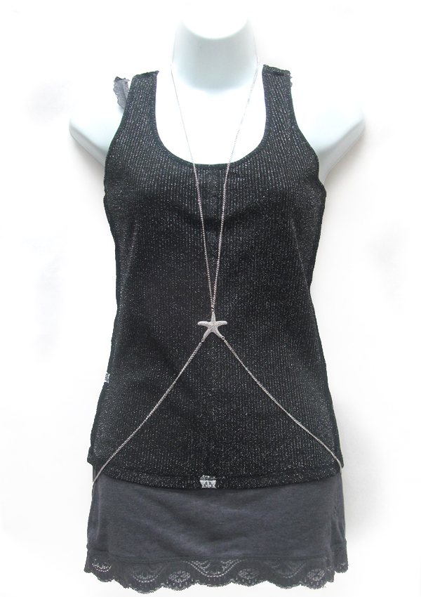 Bikini cross over metal harness body chain