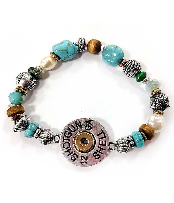 Multi bead mix stretch bracelet - bullet