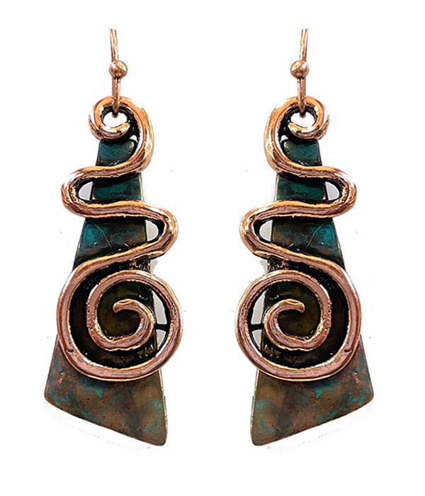 Vintage rustic bar and swril earring
