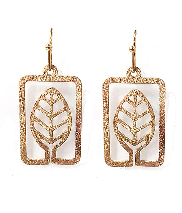 Brass scratch meal leaf earring