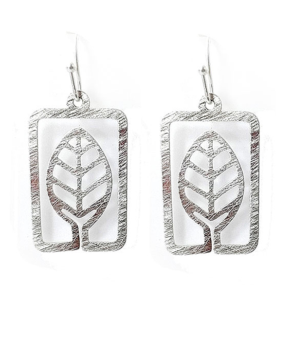 Brass scratch meal leaf earring