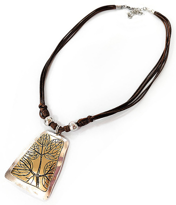 Tree theme pendant and multi cord necklace set