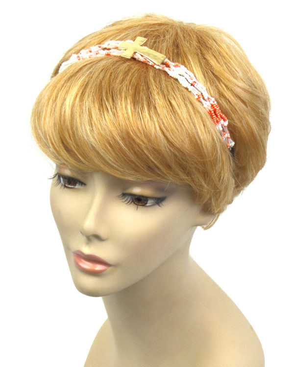 Cross beaded headband 
