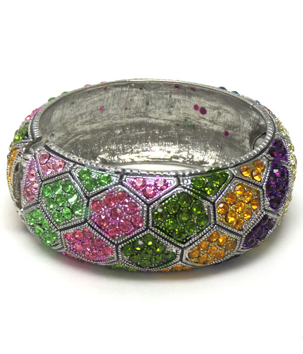 Crystal pave shape hinge magnetic  bangle 